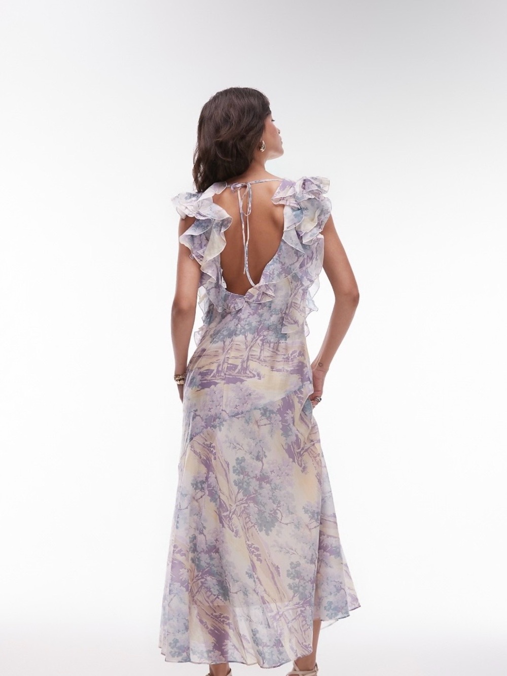 & Other Stories Lavender & Cream Scenic Ruffle Maxi Dress - Picture 3 of 11